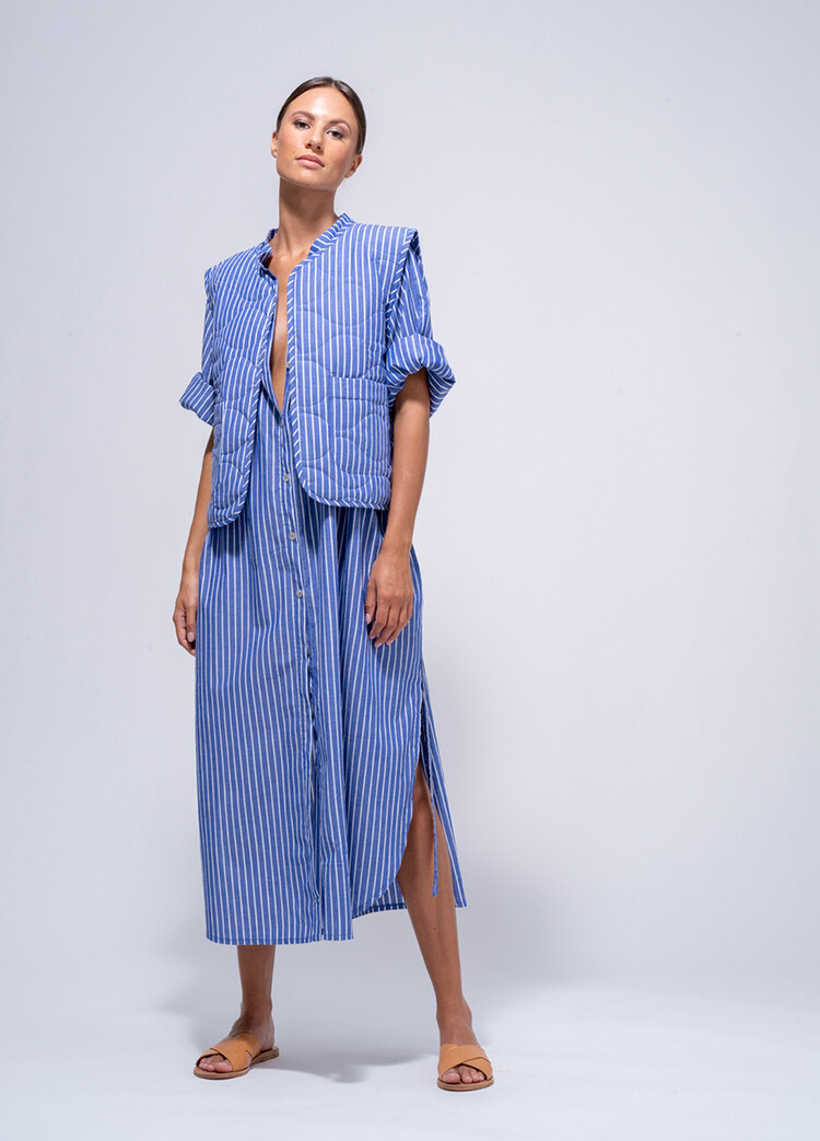 Dutchess Rive gauche dress  - blue stripe