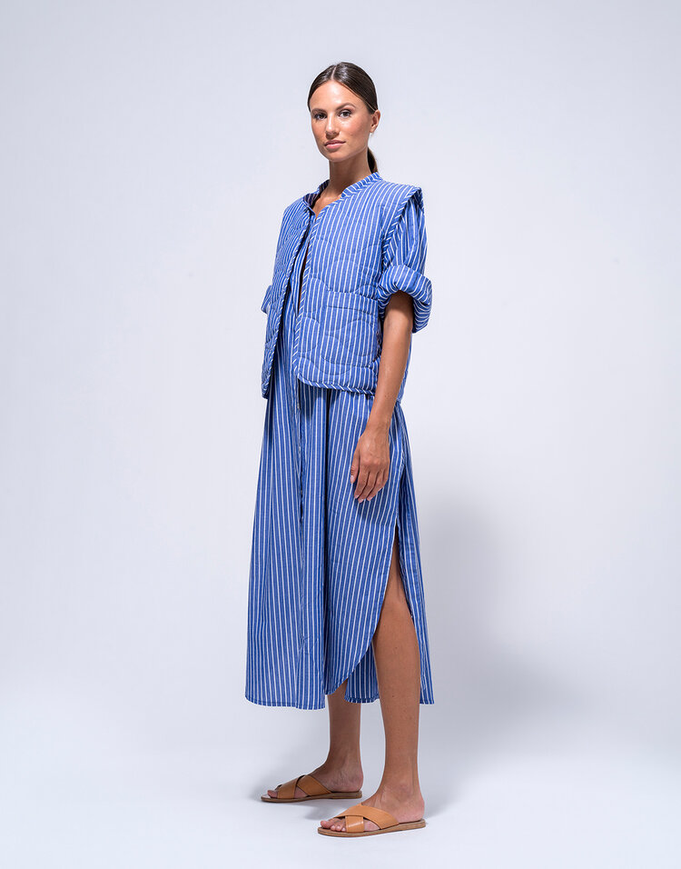 Dutchess Rive gauche jurk - blauw gestreept