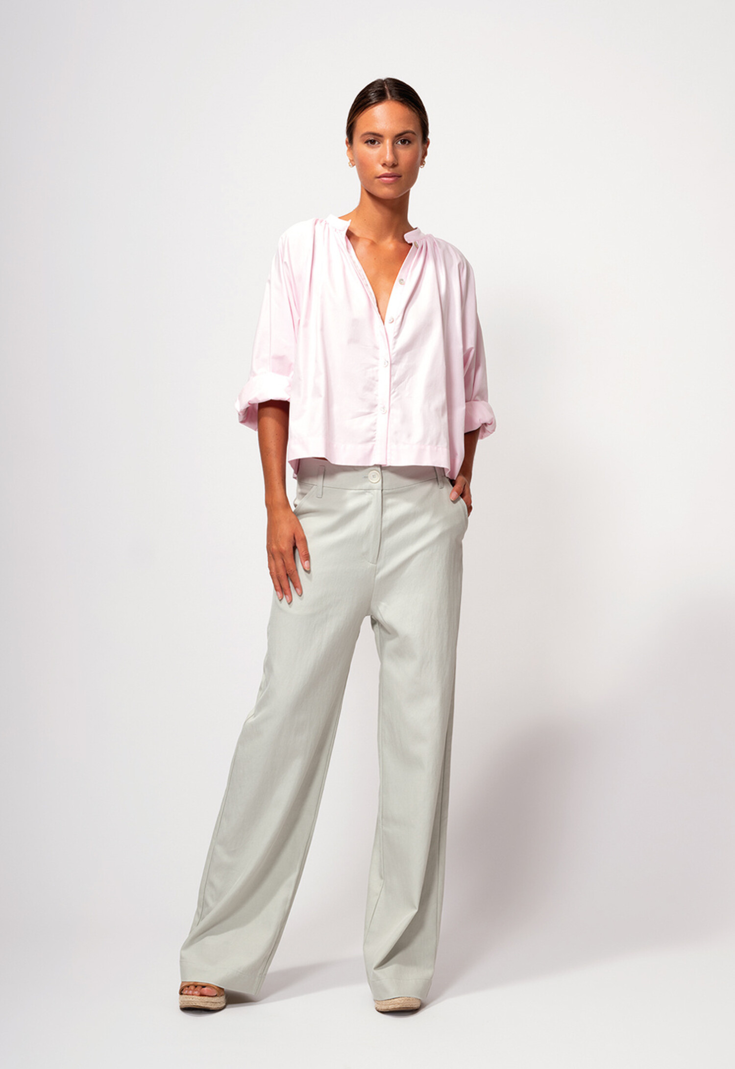【WONDER WONDER】Render wool cut cotton long wide pants Wonder pants - air - Dutchess - Shop