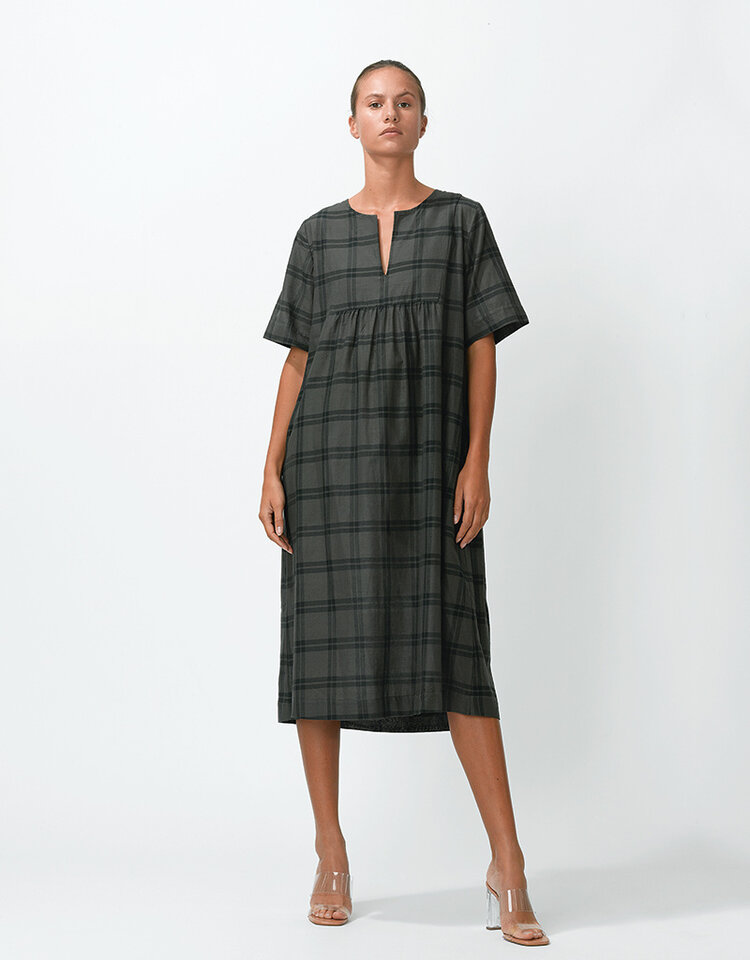 Dutchess Navarin jurk - navy/grijze ruit