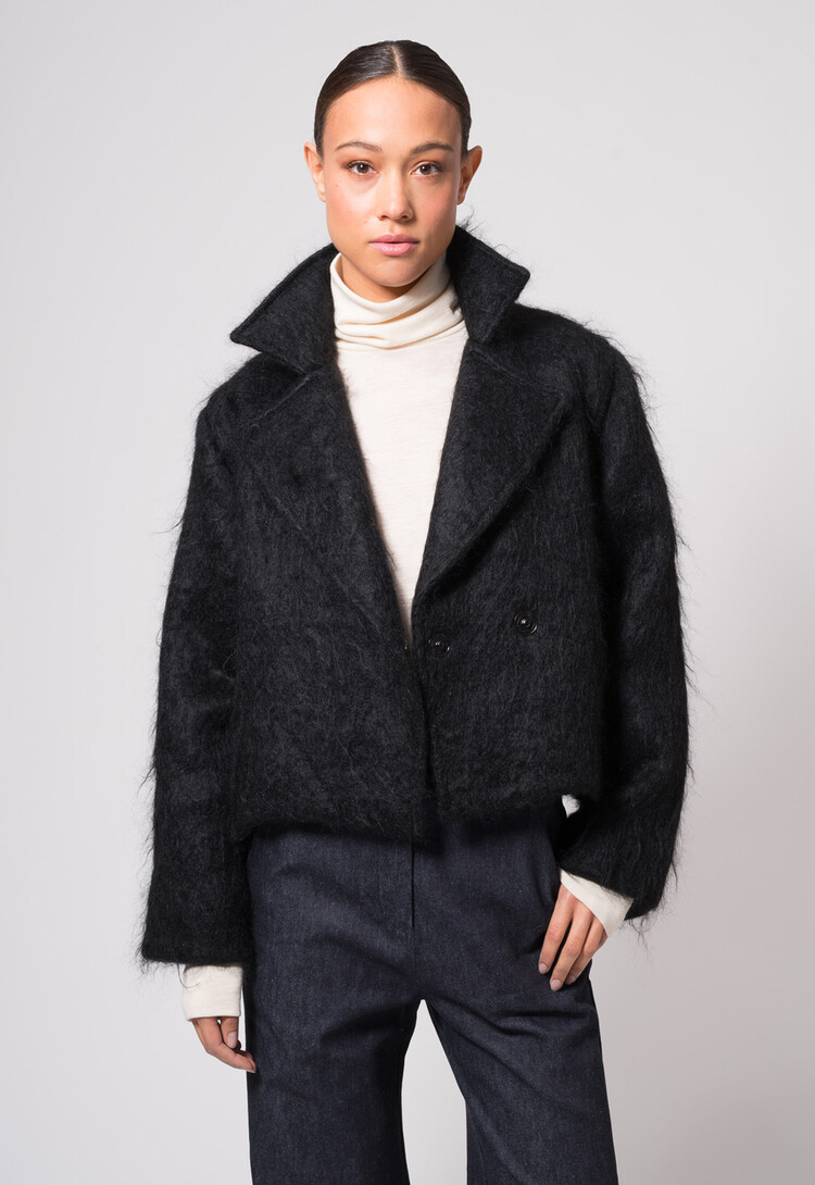 Dutchess Harper mohair coat - black