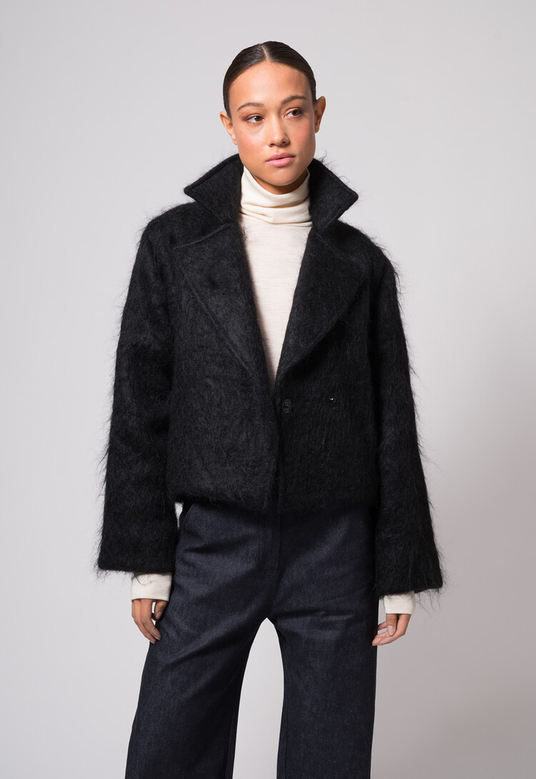 Dutchess Harper mohair coat - black