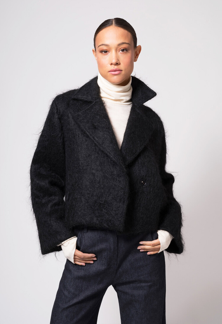 Dutchess Harper mohair jas - zwart