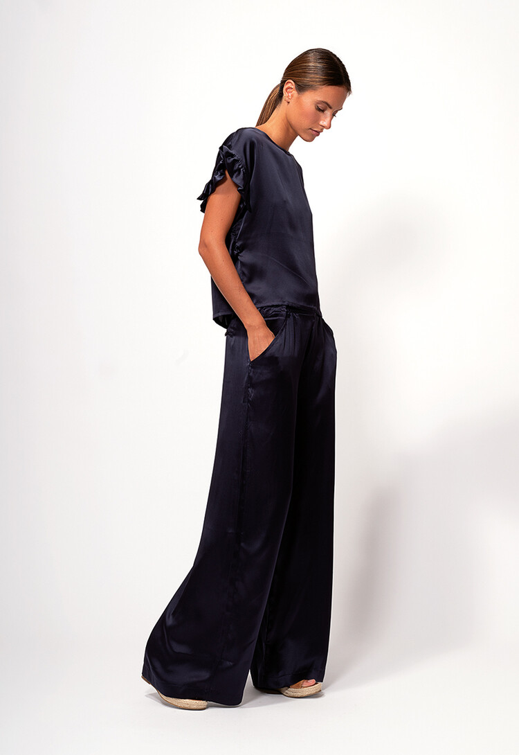 Dutchess Mimosa top - navy zijde