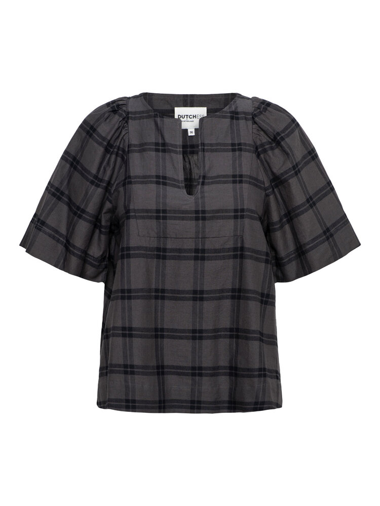 Dutchess Navarin top -  navy/grey check