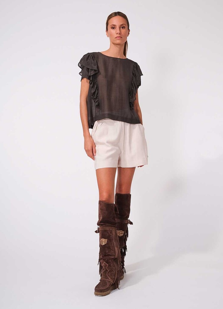 Dutchess Ruffle top - chocolate