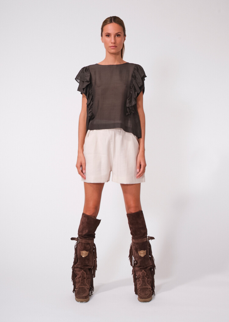 Dutchess Ruffle top - chocolate