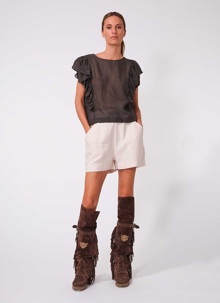 Dutchess Ruffle top - chocolate