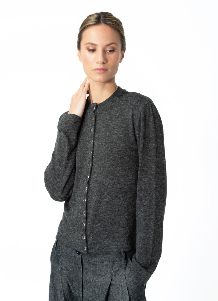 Dutchess Snap top - dark grey melange