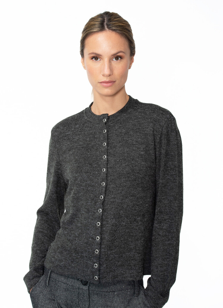 Dutchess Snap top - dark grey melange