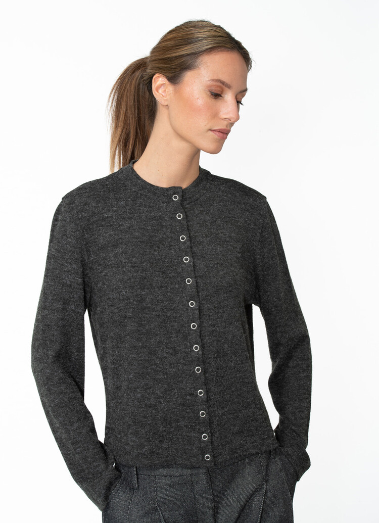 Dutchess Snap top - dark grey melange