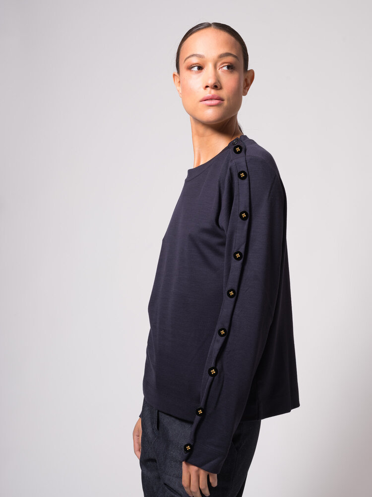 Dutchess Button up top - donkerblauw