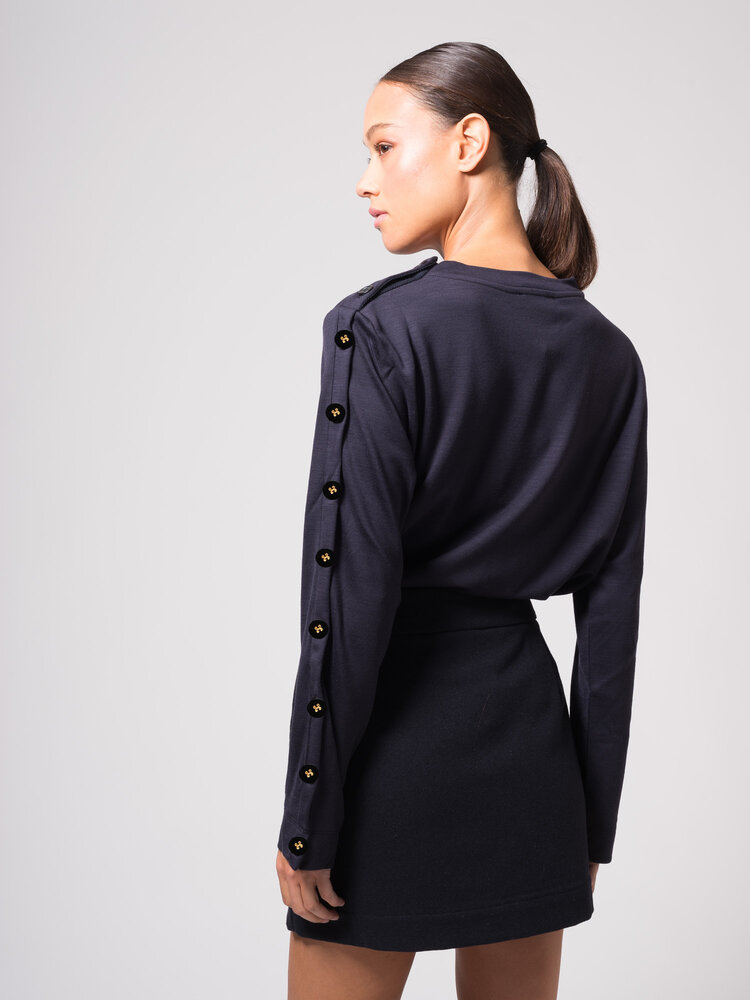 Dutchess Button up top - deep nayy
