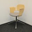 - Design Stoel, Hout, Stof Grijs, Chroom onderstel