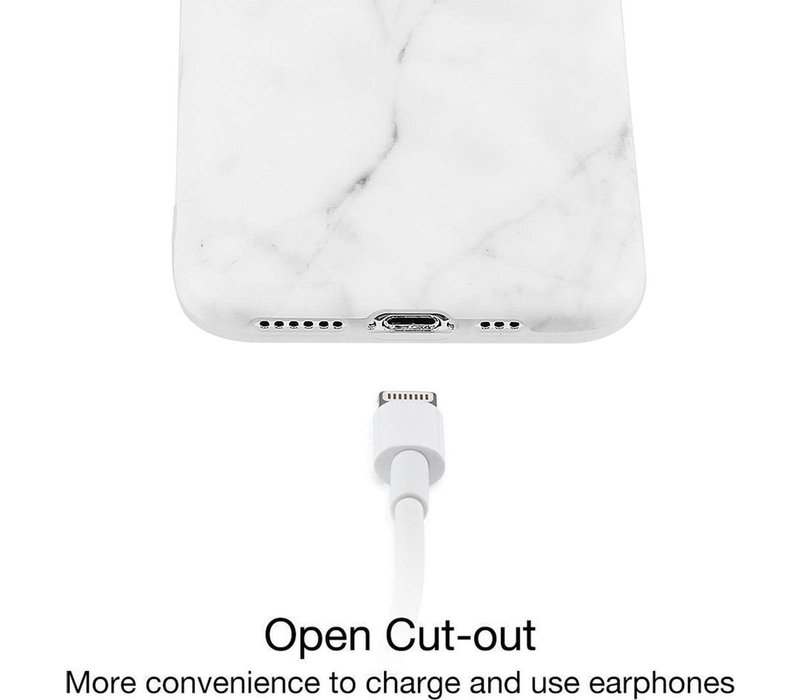 Apple iPhone 12 hoesje - Wit / Zwart - Marmer - Soft TPU