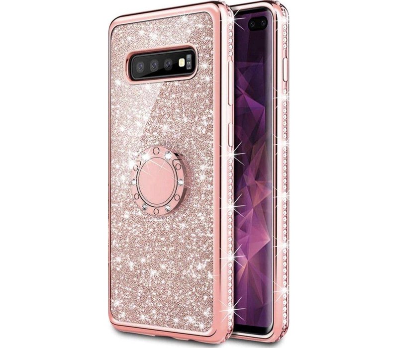 Samsung Galaxy S10 Plus Back cover - Roze - Magnetisch - Glitter - Soft TPU