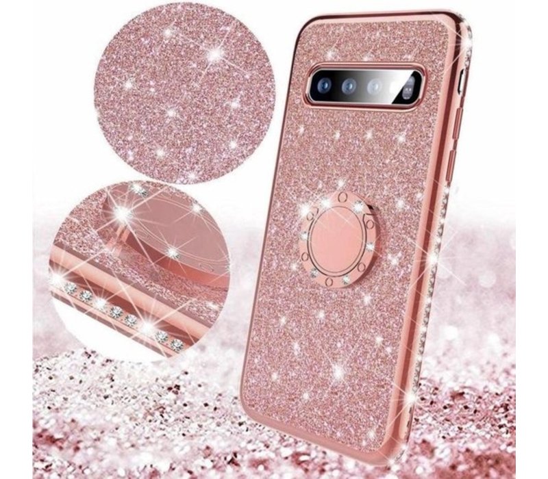 Samsung Galaxy S10 Plus Back cover - Roze - Magnetisch - Glitter - Soft TPU