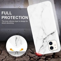 Apple iPhone 11 - Wit / Zwart - Marmer - Soft TPU Hoesje