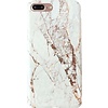 Apple iPhone 7 Plus - iPhone 8 Plus marmer graniet case - wit - goud - brons hoesje - hard back cover
