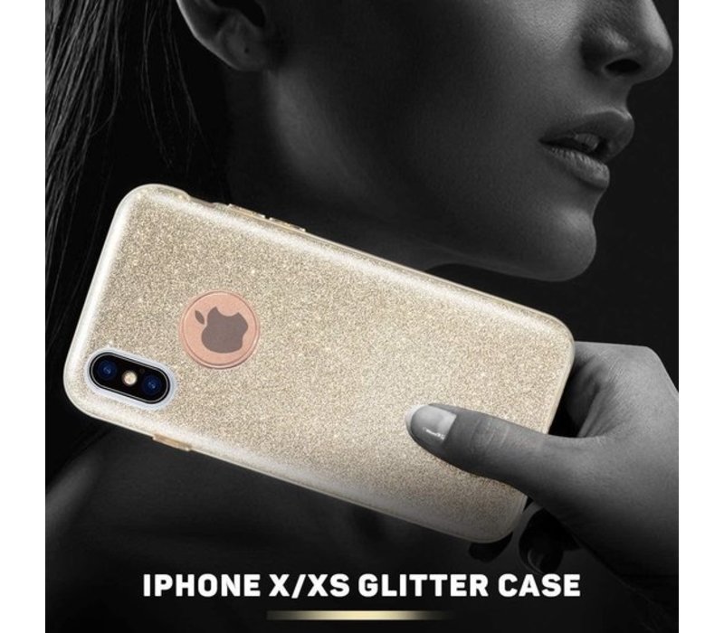 Apple iPhone XS Max hoesje - Goud - Glitter - Soft TPU