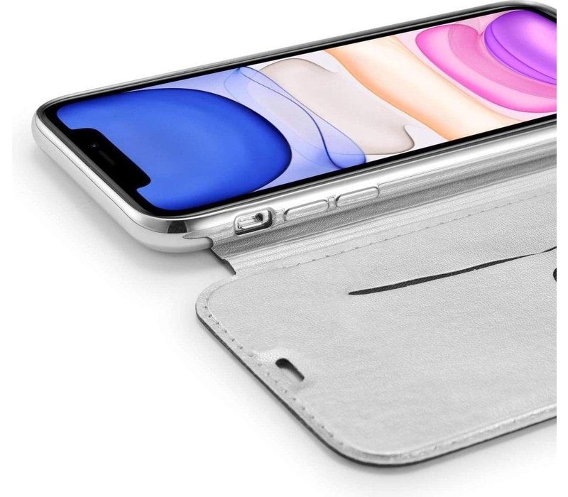 Apple iPhone 12 Flip cover - Zilver - Marmer - Folio