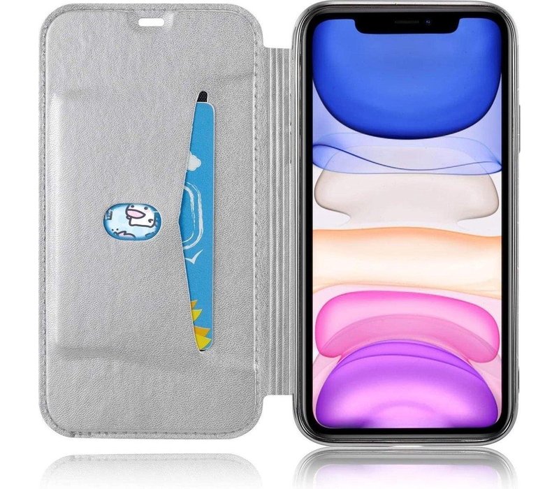 Apple iPhone 12 Flip cover - Zilver - Marmer - Folio