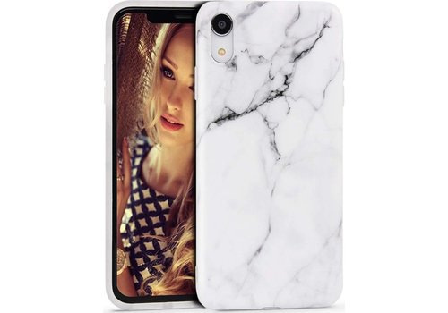 Apple iPhone XR - Wit / Zwart - Marmer - Soft TPU Hoesje