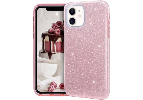 Apple iPhone 11 Backcover - Roze - Glitter Bling Bling - TPU case