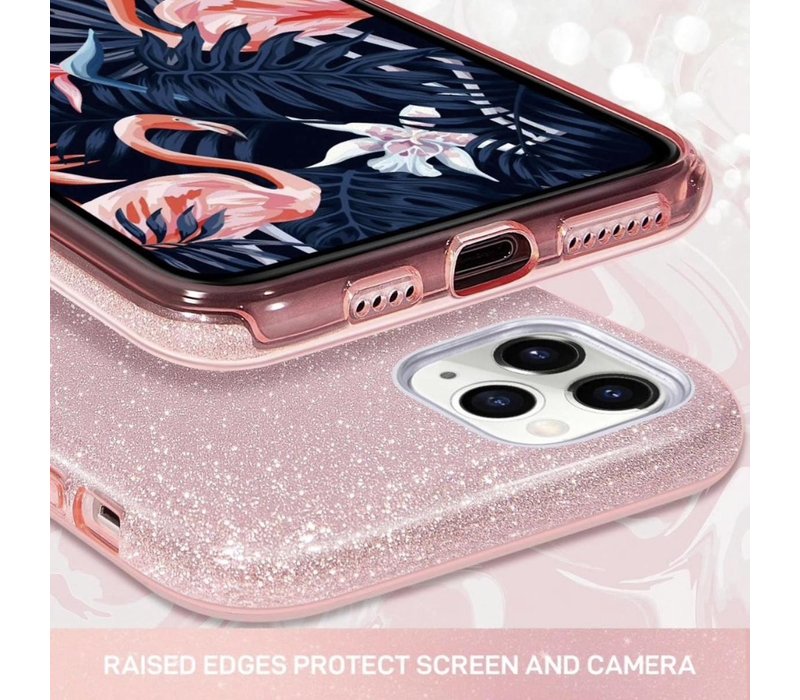 Apple iPhone 11 Backcover - Roze - Glitter Bling Bling - TPU case