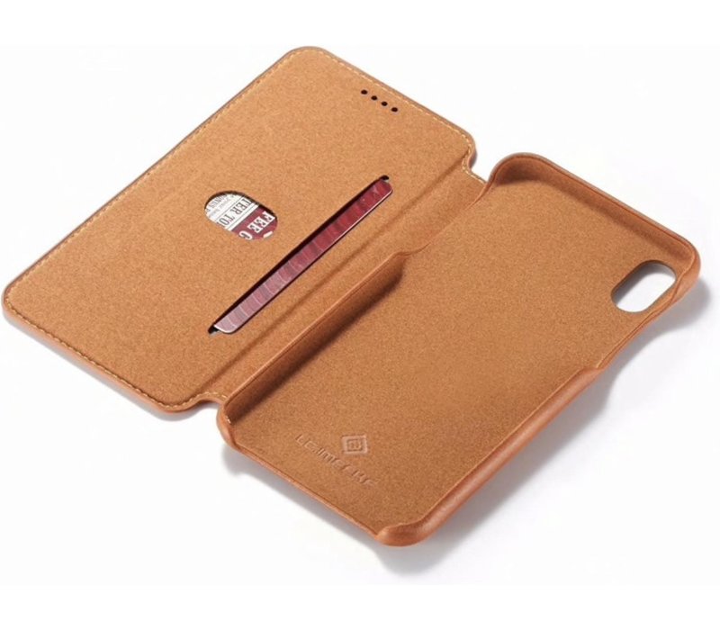 Apple iPhone X - iPhone XS Leren Bookcase | Bruin | Portemonnee Hoesje | Lederen Wallet Case | Magnetisch