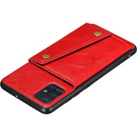 Samsung Galaxy A51 Backcover | Rood | Leren Card Case | Pasjeshouder | Magnetisch