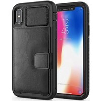 3 in 1 Card Back cover voor Apple iPhone XR | Zwart | TPU - PU Leer | Pasjeshouder | met Magneet