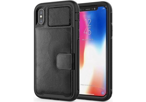 3 in 1 Card Back cover voor Apple iPhone XR | Zwart | TPU - PU Leer | Pasjeshouder | met Magneet