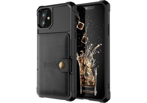 Apple iPhone 11 Backcover - Zwart | 3 in 1 | Pasjeshouder met Magneet voor Autohouder