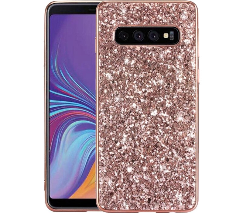 Samsung Galaxy S10 Plus Backcover - Roze - Glitters - Hard PC Hoesje