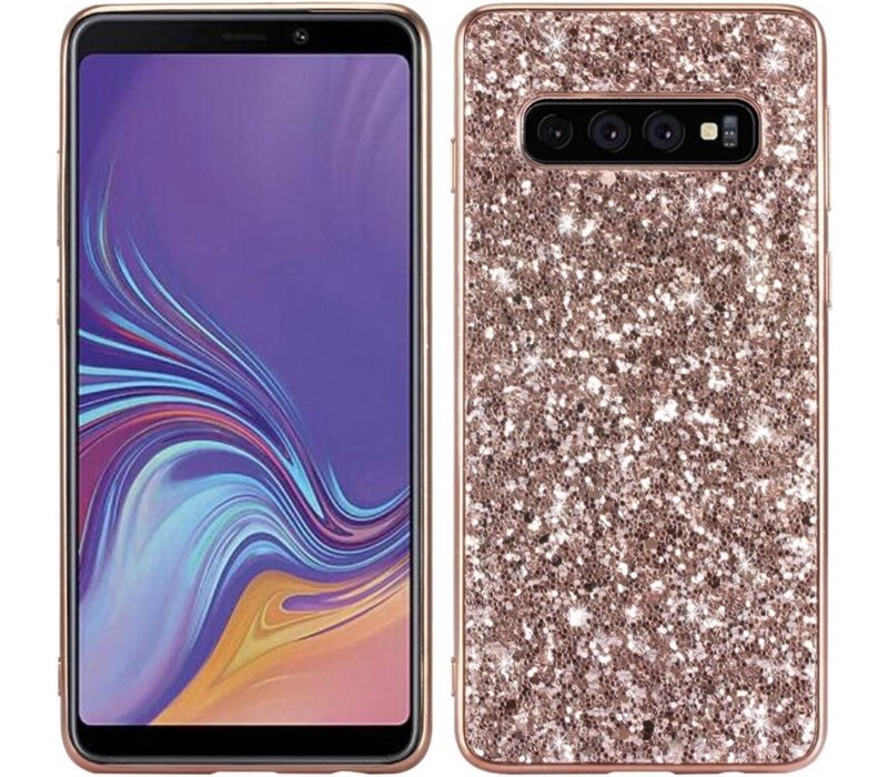 Samsung Galaxy S10 Plus Backcover - Roze - Glitters - Hard PC Hoesje