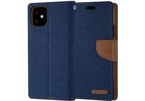 Apple iPhone 12 Denim Bookcase - Blauw - Spijkerstof - Portemonnee hoesje