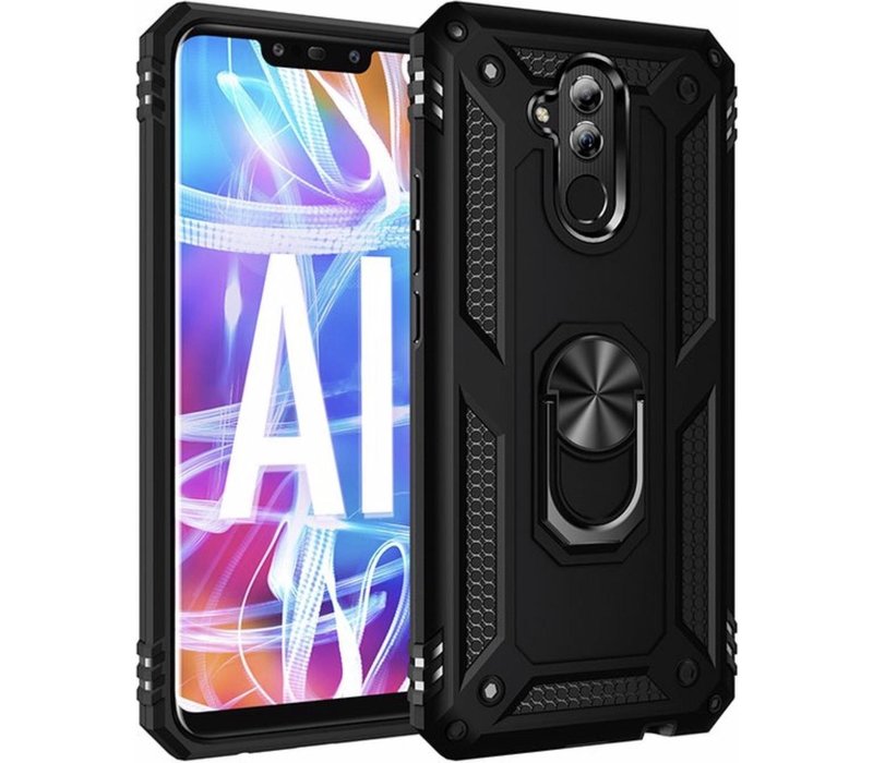 Huawei Mate 20 Lite Magnetische Back cover - Zwart - Magnetisch voor autohouder - Kickstand