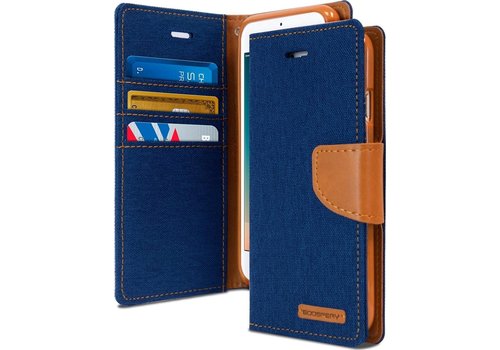 Apple iPhone 7 Plus - 8 Plus Denim Bookcase - Blauw - Spijkerstof - Portemonnee hoesje