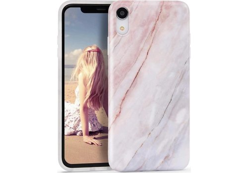 Apple iPhone XR - Roze / Blauw - Marmer - Soft TPU Hoesje