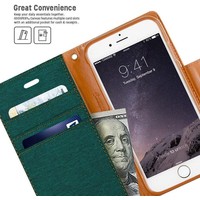 Denim Book case voor Apple iPhone 5 / 5s / SE - Groen - Spijkerstof - Portemonnee hoesje