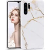 Huawei P30 Pro - Wit / Goud - Marmer - Soft TPU Hoesje