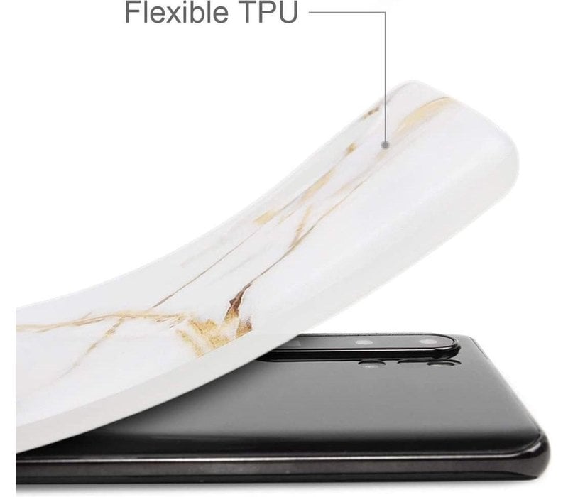 Huawei P30 Pro - Wit / Goud - Marmer - Soft TPU Hoesje