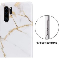 Huawei P30 Pro - Wit / Goud - Marmer - Soft TPU Hoesje