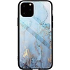 Apple iPhone 11 Backcover - Groen - Marmer - Gehard Glas