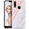 Huawei P20 Lite hoesje - Roze / Blauw - Marmer - Soft TPU