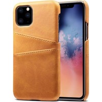 Apple iPhone 12 Pro Max Card Backcover | Bruin | Hoesje | PU Leren Wallet | Pasjeshouder