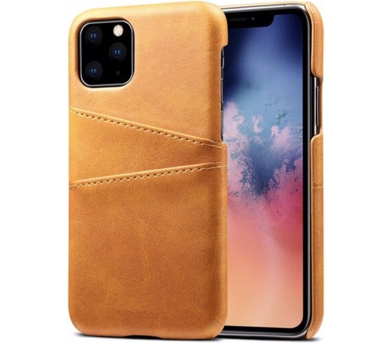 Apple iPhone 12 Pro Max Card Backcover | Bruin | Hoesje | PU Leren Wallet | Pasjeshouder