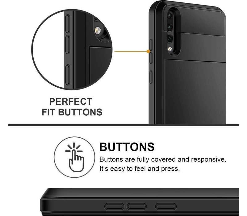 Huawei P20 Pro Backcover | Zwart | Pasjeshouder | TPU - Hard PC