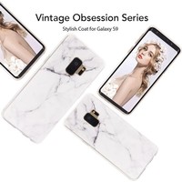 Samsung Galaxy S9 hoesje - Wit / Zwart - Marmer - Soft TPU